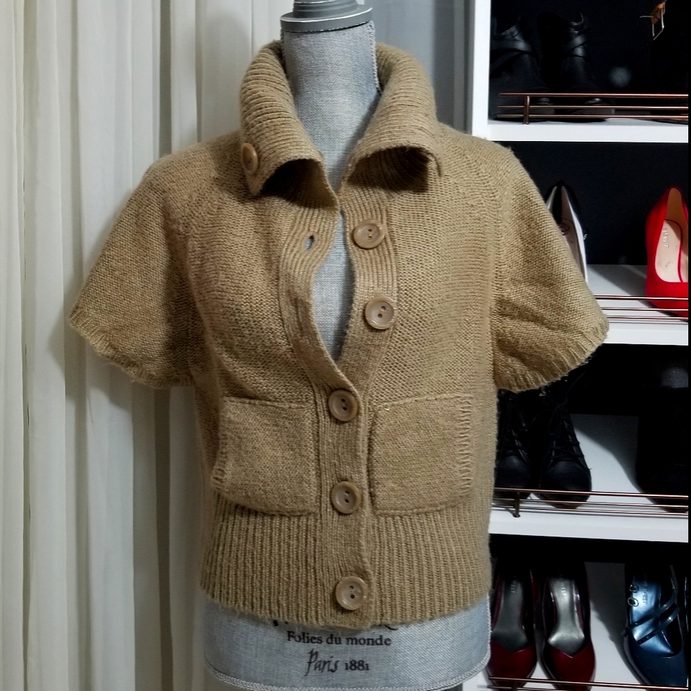 Button Front High Collar Sweater